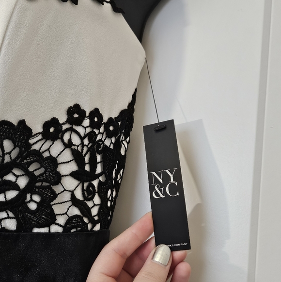 New York & Company Black and White Lace Jumpsuit - Picture 4 of 5